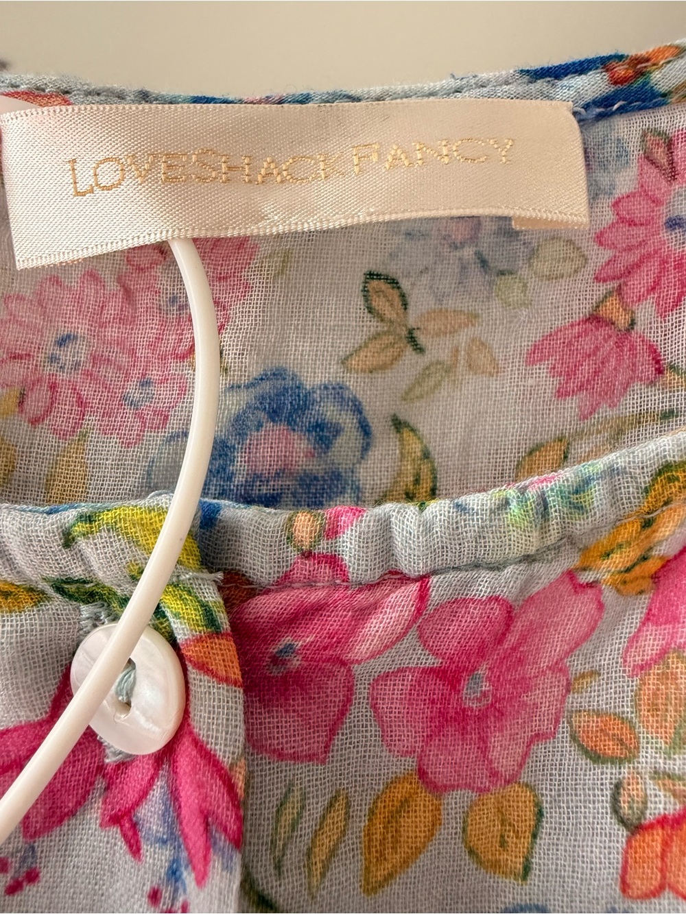 LoveShackFancy Women's Runa Floral Printed Tiered Cotton Mini Short Dress Size L - Picture 6 of 9